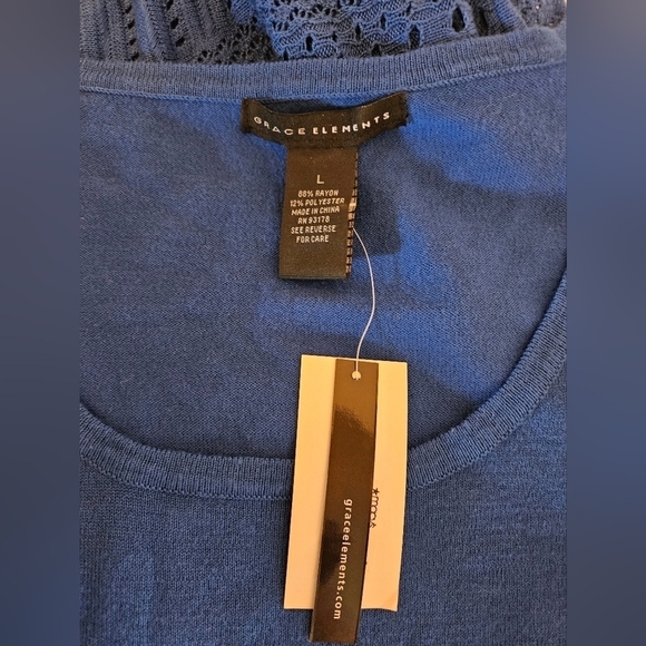 Grace Elements Boho Sleeveless Blouse Blue Large - Picture 7 of 15